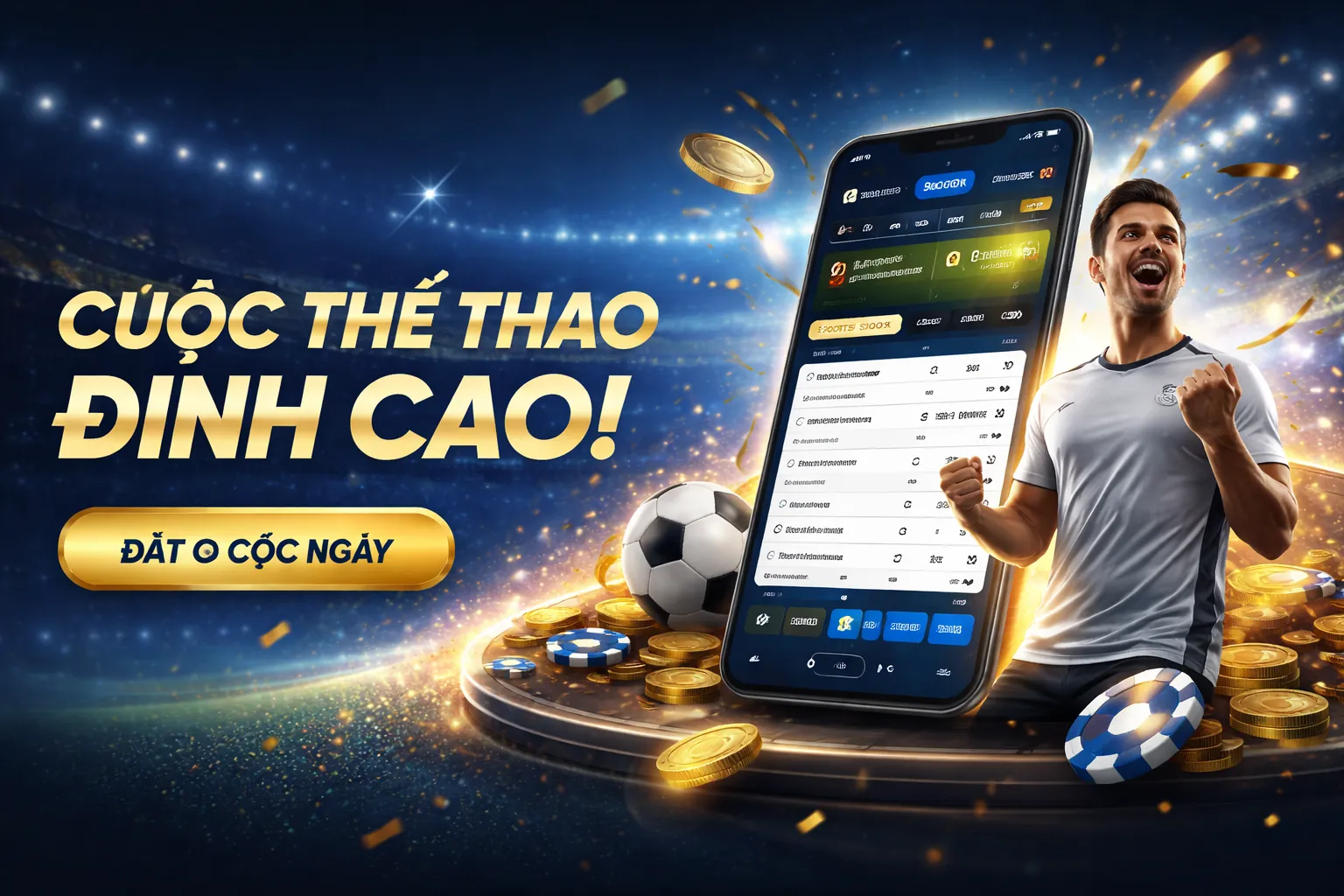 Sân vận động với trận đấu bóng đá đang diễn ra, ánh đèn sân khấu rực rỡ tượng trưng cho hướng dẫn cá cược thể thao 66b